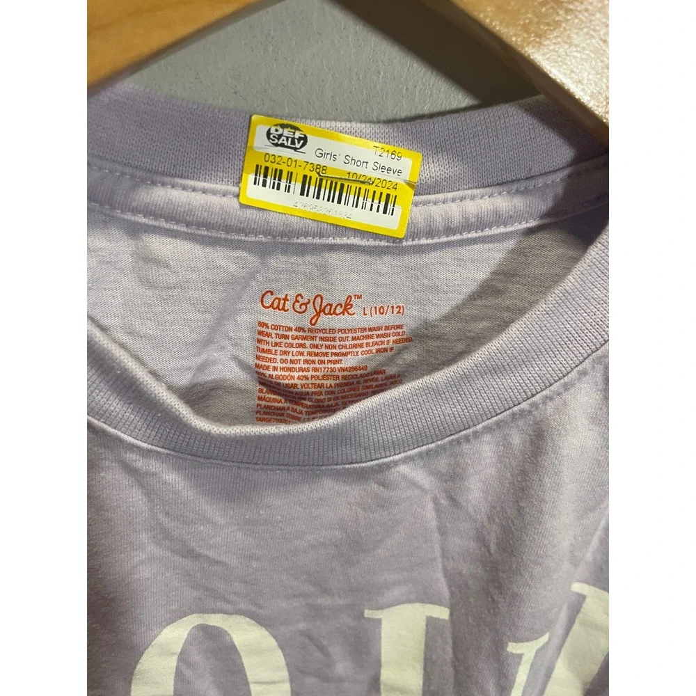 Cat & Jack Graphic Tee Girls L 10/12 Purple Love Short Sleeve Casual Shirt